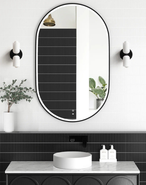 LED NOOSA 1200x750mm BLACK METAL FRAME MIRROR