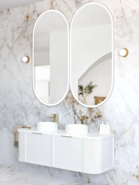 LED NOOSA 1500x750mm WHITE METAL FRAME MIRROR 