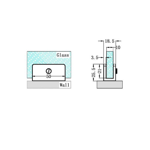 SHOWER U BRACKET 10MM GLASS - BRUSHED BRONZE 