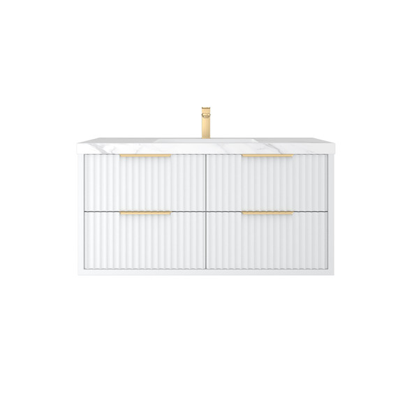 ROME WALL HUNG FLUTED VANITY SINGLE BOWL 1200mm - MATTE WHITE