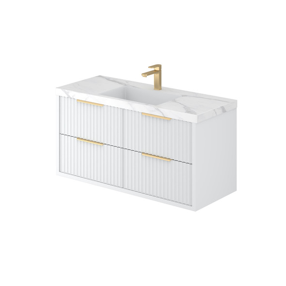 ROME WALL HUNG FLUTED VANITY SINGLE BOWL 1200mm - MATTE WHITE