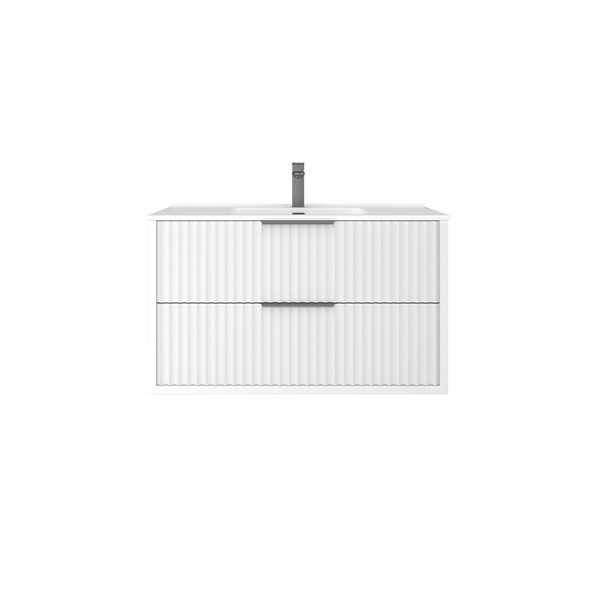 ROME WALL HUNG FLUTED VANITY 900mm - MATTE WHITE