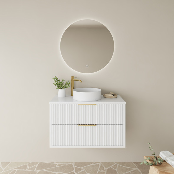 ROME WALL HUNG FLUTED VANITY 900mm - MATTE WHITE