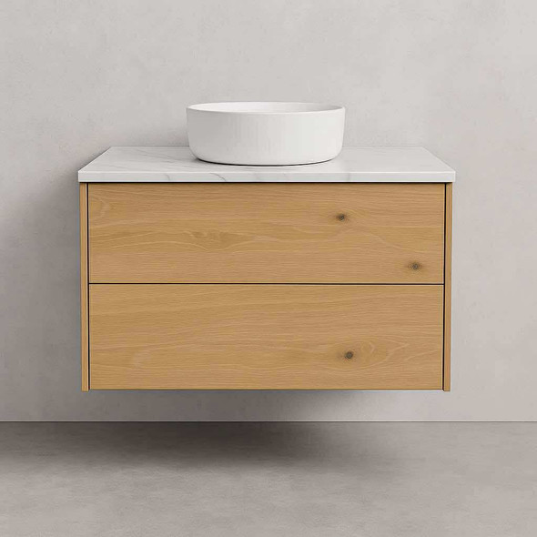 HARLEY OAK VANITY - Double Drawers 900mm