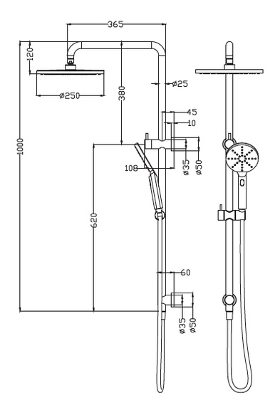 OTUS MULTIFUNCTIONAL SHOWER SET 250mm - GM