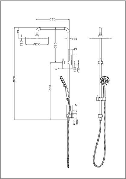 OTUS MULTIFUNCTIONAL SHOWER SET 250mm - SS