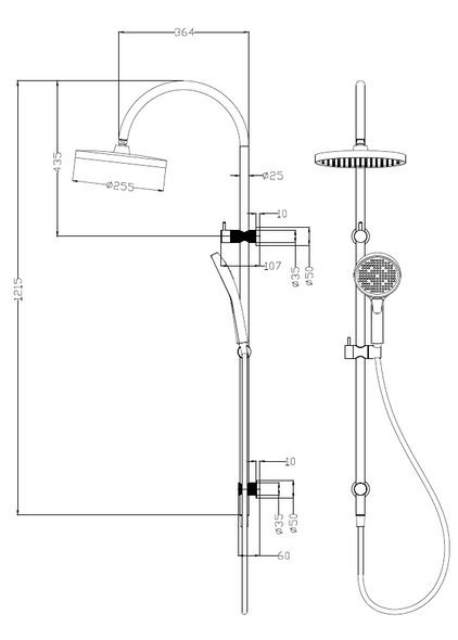 LINIE ROUND MULTI-FUNCTIONAL SHOWER SET 250mm - BRUSHED NICKEL