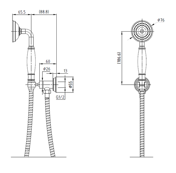 CLASICO HAND SHOWER ON BRACKET - BRUSHED NICKEL