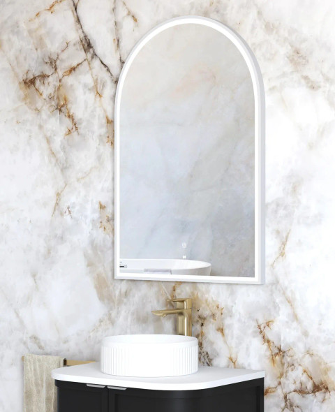 LED ARCHIE MIRROR 900X600 - WHITE METAL FRAME