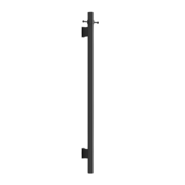 MIRAGE VERTICAL HEATED TOWEL RAIL 1000x120mm 12V TRANSFORMER - MATTE BLACK