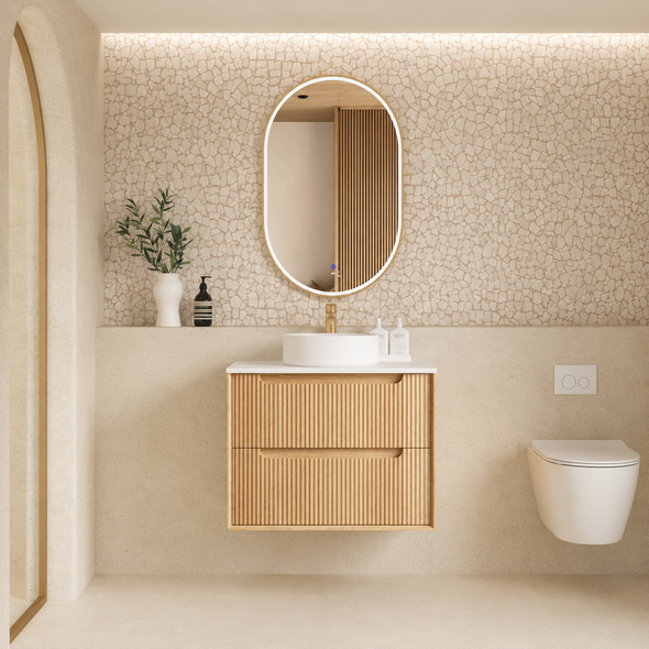 BYRON FLUTED VANITY - 750MM WOODLAND OAK 