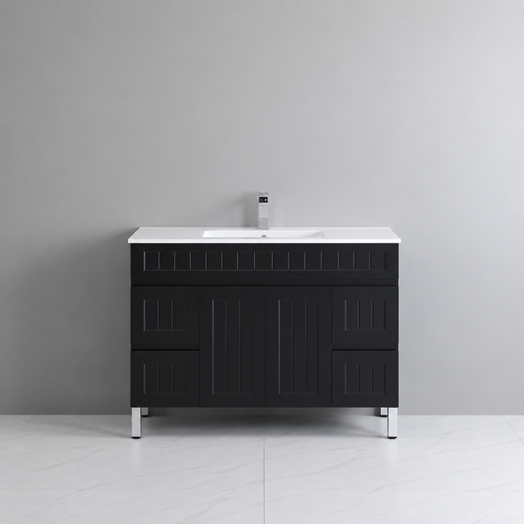 ACACIA FLOOR STANDING VANITY W/ KICK 1200 (SINGLE BASIN) - MATTE BLACK