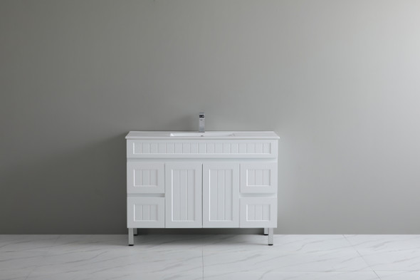 ACACIA FLOOR STANDING VANITY W/ KICK 1200 (SINGLE BASIN) - MATTE WHITE