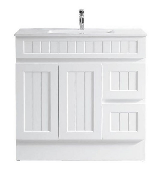ACACIA FLOOR STANDING VANITY W/ KICK 900 RHD - MATTE WHITE