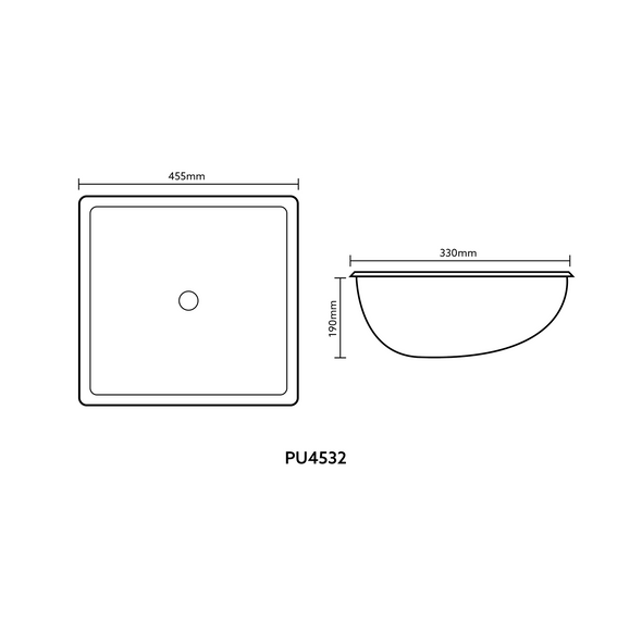 DEBBIE RECTANGLE UNDERMOUT BASIN (OVERFLOW) 455*330*190mm