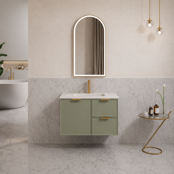 MIAMI Wall Hung Vanity 750mm - Olive Green
