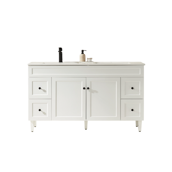 HARRINGTON FREESTNDING VANITY ON LEGS 1500mm - MATTE WHITE 