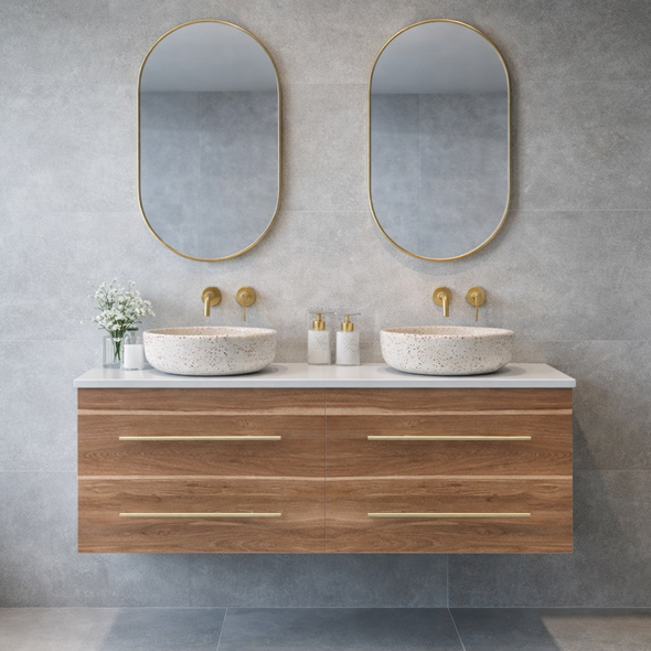 SPOTTED GUM WALL HUNG VANITY 4D 1500