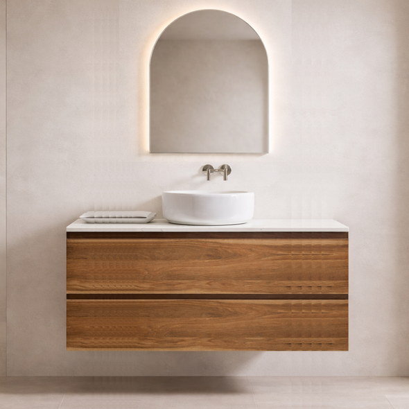 SPOTTED GUM WALL HUNG VANITY 45 DD 1200mm