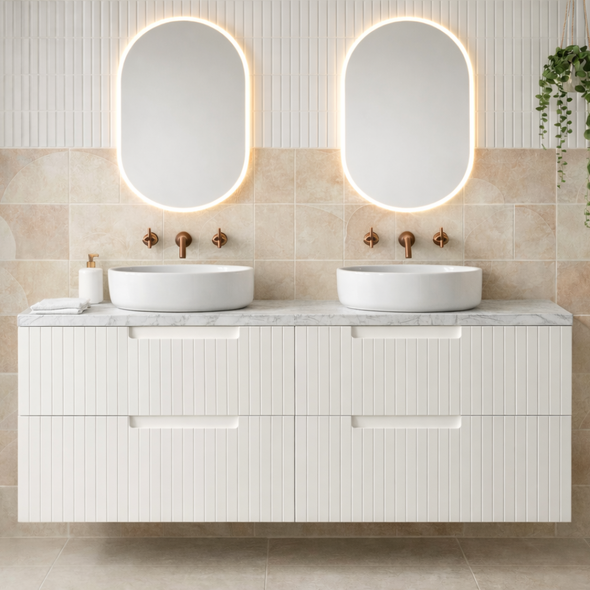 ALEXANDRA MATTE WHITE WALL HUNG VANITY 4D 1500