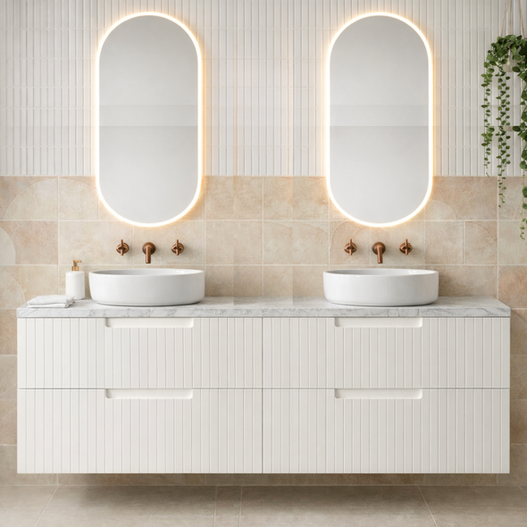ALEXANDRA MATTE WHITE WALL HUNG VANITY 4D 1800