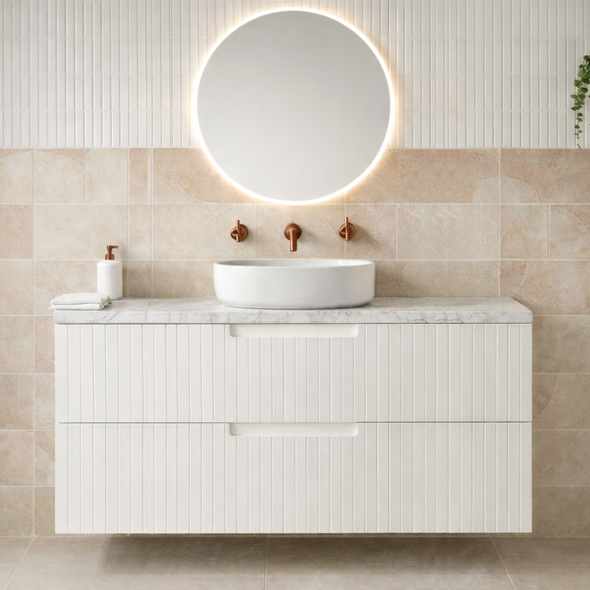 ALEXANDRA MATTE WHITE WALL HUNG VANITY DD 1200