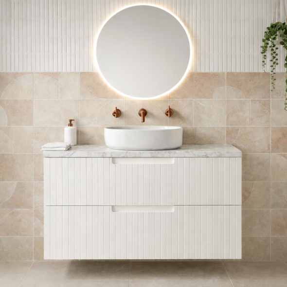 ALEXANDRA MATTE WHITE WALL HUNG VANITY DD 900