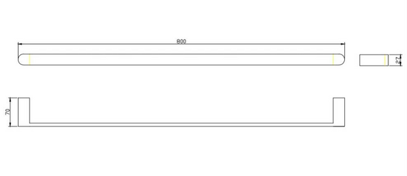 SHANNON 800 SINGLE TOWEL RAIL - BRUSHED GOLD