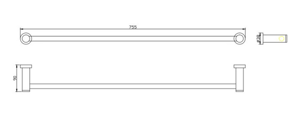 SAMANTHA 750 SINGLE TOWEL RAIL - BRUSHED NICKEL