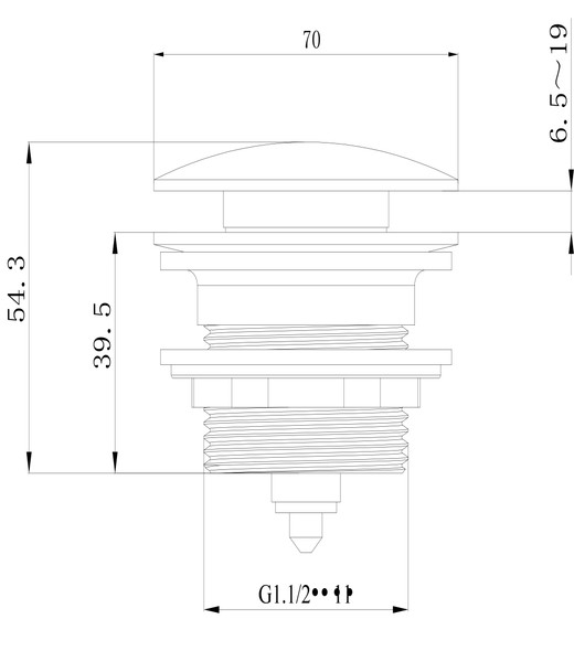 Pop-up Waste Bath Non Overflow Brushed Gold 40mm