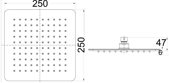 Seto Shower Head Square Chrome 250mm
