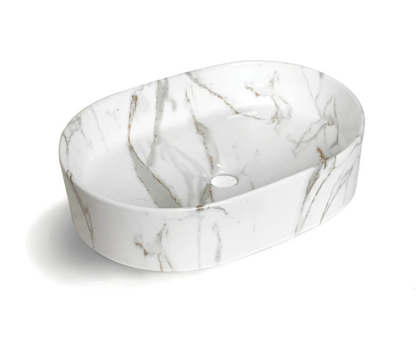 QUAY OVAL BASIN 500x330x120 - GLOSS CARRARA