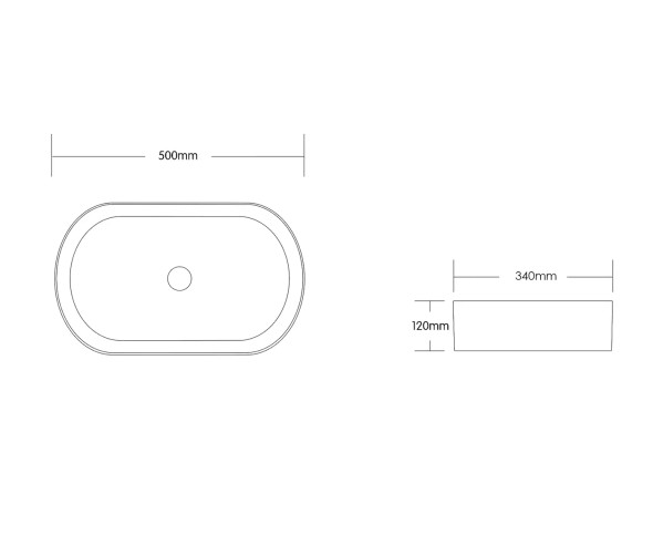 QUAY OVAL BASIN 500x340x120 - MATTE GREY