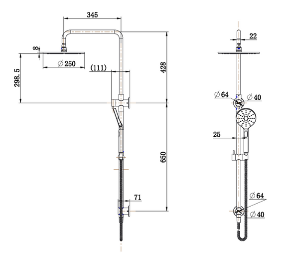 STAR LUXURY SHOWER COLUMN SET 250MM - ANTIQUE BRASS