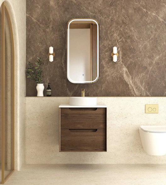 BYRON WALL HUNG VANITY 600mm - SABLE WALNUT