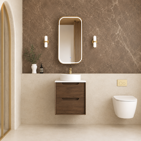 BYRON WALL HUNG VANITY 600mm - SABLE WALNUT