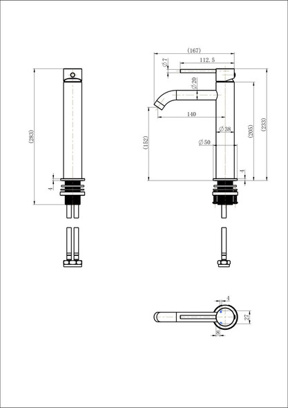 STAR MINI MID RISE BASIN MIXER CURVED SPOUT - POLISHED BRASS