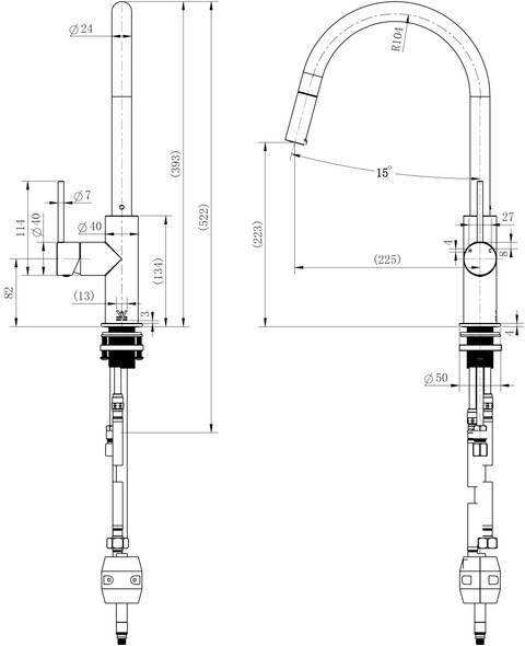 STAR MINI PULL OUT KITCHEN MIXER - CHAMPAGNE