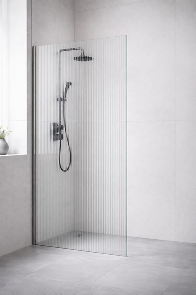 FLUTED FRAMELESS SHOWER SCREEN PANEL 2050x1000mm
