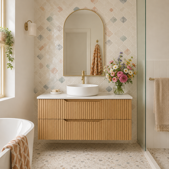 SAGE NATURAL OAK FLUTED VANITY 2D 900