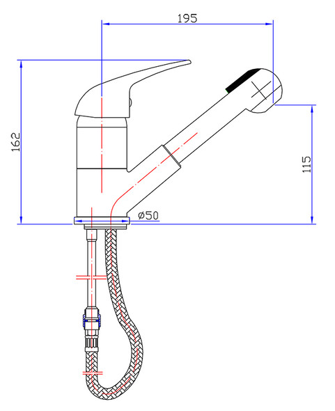 RUBY PULL OUT SINK MIXER - CHROME