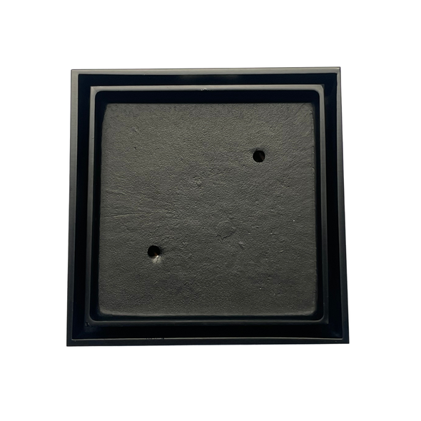 SQUARE 115mm TILE INSERT FLOOR WASTE 90mm OUTLET - BLACK