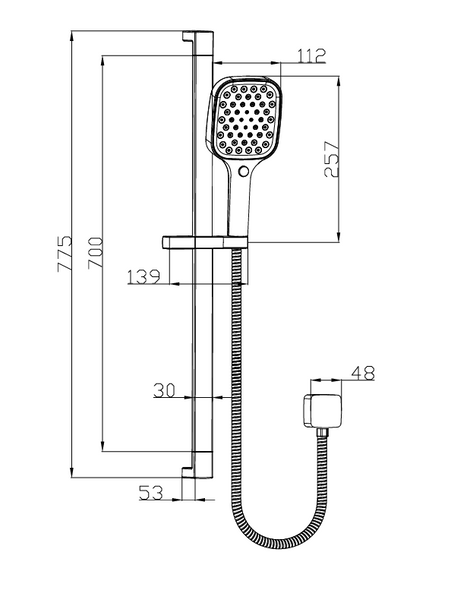 Ceram Rail Shower - Matte Black