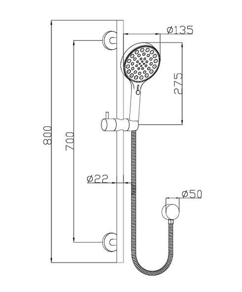 Sulu II Rail Shower - Chrome