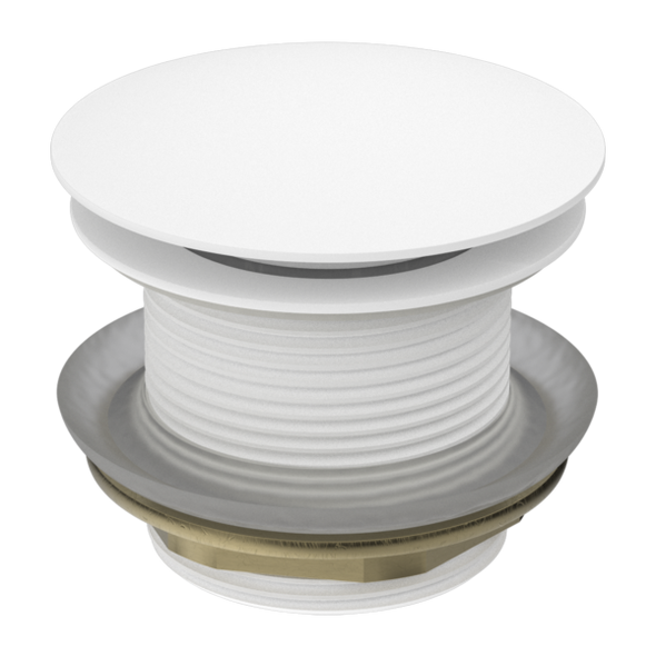 40MM BATH POP-UP PLUG WITH REMOVABLE WASTE NO OVERFLOW MATTE WHITE