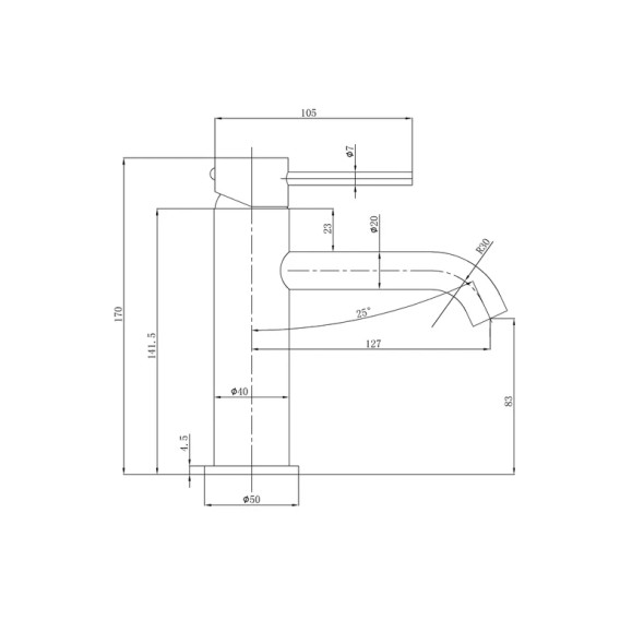OTUS SLIMLINE SS BASIN MIXER BRUSHED COPPER