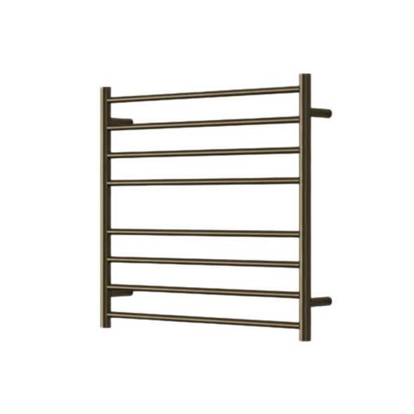 MIRAGE 8 BAR WIDE HEATED TOWEL RAIL 750MM X 700MM - ANTIQUE BRAS
