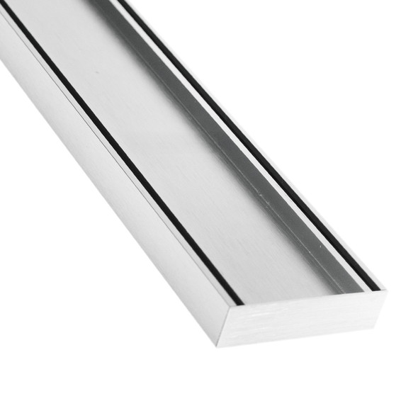 Lauxes 1m Aluminium Silk Silver Slimline Tile Insert 26 Drain