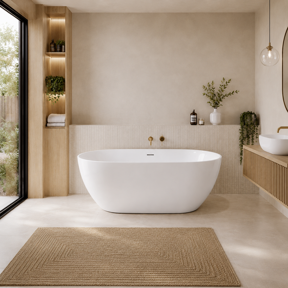 ATTICA MANOLO 1300 GLOSS WHITE BATH WITH OVERFLOW