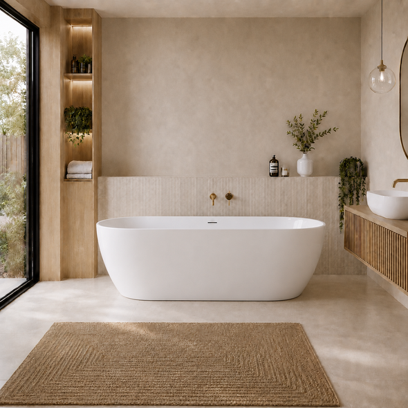 ATTICA MANOLO 1530 GLOSS WHITE BATH WITH OVERFLOW